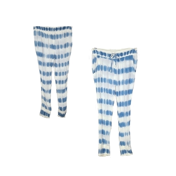 Soft Pants Blue White Casual Elastic Waist - Picture 4 of 4